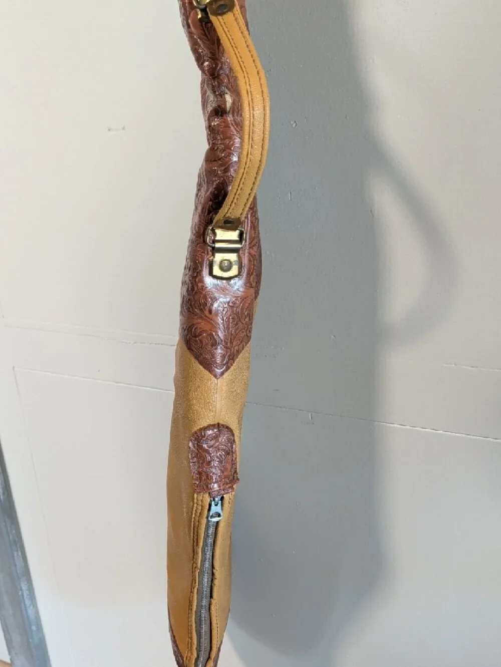 Vintage Leather Tooled Gun  Case